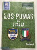 Rare 2012 Argentina v Italy Rugby programmes: Test match issue from games at San Juan. VG