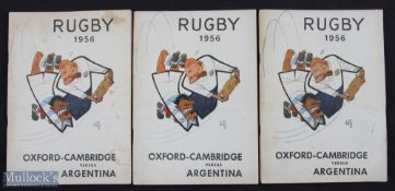 Very Rare 1956 Oxbridge in Argentina Rugby Programmes (3): Trio of rarest match programmes, two from