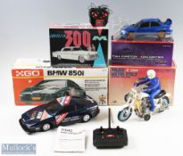 Four Large Scale Vehicles Go BMW 850i 1:15 scale racing car, Subaru Impreza 1:20 scale radio control