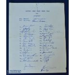 1962 British & I Lions Official Rugby Autograph Sheet: Neatly signed by the squad and management.