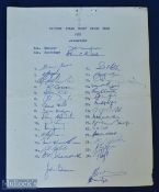 1962 British & I Lions Official Rugby Autograph Sheet: Neatly signed by the squad and management.