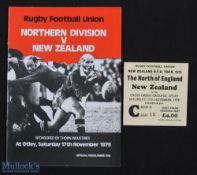 V Rare 1979 N of England v NZ Rugby Programme & Ticket (2): Scarce chance of both match programme