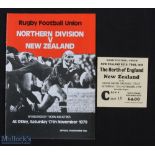 V Rare 1979 N of England v NZ Rugby Programme & Ticket (2): Scarce chance of both match programme