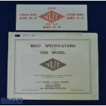 The Famous N.U.T. 5 HP Motor Cycle 1924 Brochure- A 4 page Brochure illustrating with specifications