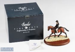 Border Fine Arts Girl on Pony Figure, with original box, wooden plinth and certificate, in good