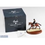 Border Fine Arts Girl on Pony Figure, with original box, wooden plinth and certificate, in good