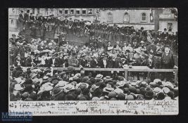 Very Rare 1905 All Blacks Rugby Photo Postcard: The crowded, triumphant welcome-home celebrations at