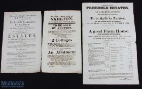 c1805-1820 Auction House Hand Bills Posters Flyers to include Mackworth, Langley and Spondon estates