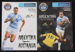 2014 & 2015 Argentina v Australia Rugby programmes (2): For games played at Mendoza in the Rugby