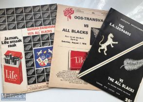 1976 NZ tour of S Africa Rugby Programmes (3): From the tour games versus the Quaggas, Leopards