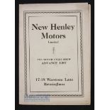 New Henley Motors 1928 Motorcycle Sales Catalogue - Show Advance List. An 8 page fold out sales