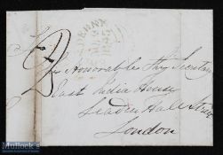 India - East India Company Stamp-Less Entire 'Londenderry To-East India House London' with m/s "2"