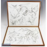 Fantasy Art Prints c1971 Erotica Dragons by Fedding 1971 No.83/200, a pair of framed and mounted