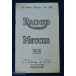 Scarce Radco Motor Cycles 1928 Sales Catalogue - An 8 page Catalogue printed for their Stand at