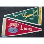 V Rare 1955 British & I Lions to S Africa Rugby Pennants (2): Lovely colourful triangular offerings,