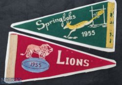 V Rare 1955 British & I Lions to S Africa Rugby Pennants (2): Lovely colourful triangular offerings,