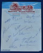 1963 Springboks v Australia 4th Test Rugby Autographs: On Hotel Elizabeth headed paper, 17 Springbok