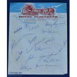 1963 Springboks v Australia 4th Test Rugby Autographs: On Hotel Elizabeth headed paper, 17 Springbok