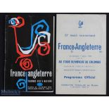 1958/1966 France v England Rugby Programmes (2): Both at Stade Colombes, one old-style, flimsy 4pp