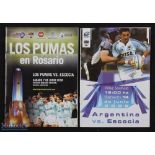 Rare 2008 Argentina v Scotland Rugby programmes (2): Rare duo, match programmes for both tests of