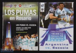 Rare 2008 Argentina v Scotland Rugby programmes (2): Rare duo, match programmes for both tests of