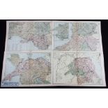 c1898 Bacon Geographical Colour Welsh Wales Maps, to include Monmouth and the River Wye, Wales,