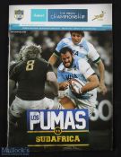 2013 Argentina v S Africa Rugby Programme: From the game played at Mendoza. VG