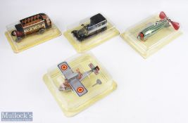 4 x Juguetes Modern Tinplate Clockwork toys to include makes of an airship, aeroplane, car, double