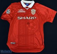 1999 Manchester United Champions League Signed Football Shirt sponsored by Sharp, made by Umbro,