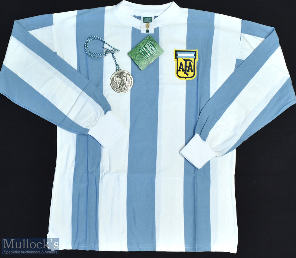 1978 Argentina World Cup Replica Football Shirt made by Score Draw with Tag, Long Sleeve, Size L