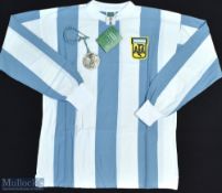 1978 Argentina World Cup Replica Football Shirt made by Score Draw with Tag, Long Sleeve, Size L