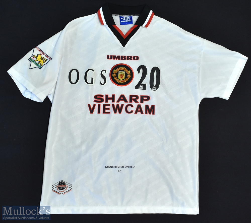1996-97 Manchester United Football Shirt sponsored by Sharp Viewcam, made by Umbro, OGS 20 (Ole