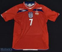 2008 David Beckham 100 Caps England Football Shirt made by Umbro, Short Sleeve, Size L with