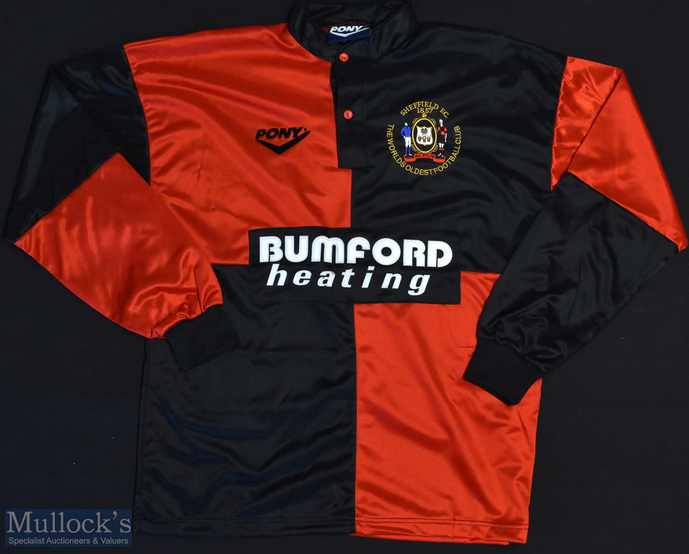1995/96 Sheffield FC Football Shirt sponsored by Bumford Heating, Made by Pony, Long Sleeve, Size M