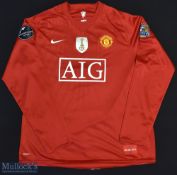 2008 Manchester United FIFA World Champions Football Shirt sponsored by AIG, made by Nike, Long