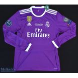 2017 Real Madrid Champions League Final Football Shirt sponsored by Fly Emirates, made by Adidas