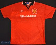 1994-96 Manchester United Home Football Shirt sponsored by Sharp, made by Umbro, Short Sleeve,