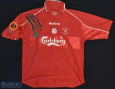 2001 Liverpool FC UEFA Cup Final Football Shirt sponsored by Carlsberg, made by Reebok, Short