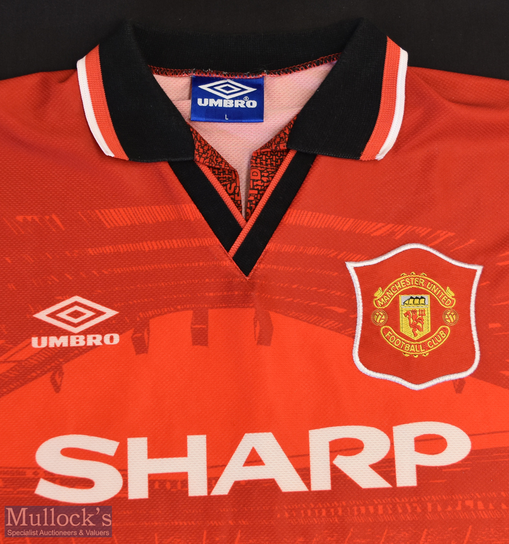 1994-96 Manchester United Home Football Shirt sponsored by Sharp, made by Umbro, Short Sleeve, - Image 2 of 2