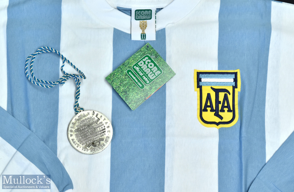 1978 Argentina World Cup Replica Football Shirt made by Score Draw with Tag, Long Sleeve, Size L - Image 2 of 2