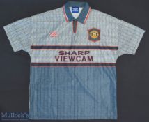 1995-96 Manchester United Football Shirt sponsored by Sharp Viewcam, made by Umbro, Short Sleeve,