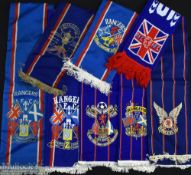 Scarce Selection of Vintage Rangers Silk Scarves features c1974, Treble Champions 1976, Four Times