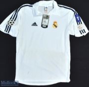 2002 Real Madrid Football Shirt made by Adidas with tag, European Cup Insignia Patches to sleeves,