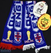 World Cup Scarves and Caps, to include 1982 Seleccion Espanola cap, Spain 82 Bulldog Bull cap, 2 x