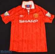 1992-94 Manchester United Home Football Shirt sponsored by Sharp, made by Umbro, Short Sleeve with