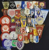 Football British and European Pennants, Rosettes, small car pennants, to include Milan, Manchester