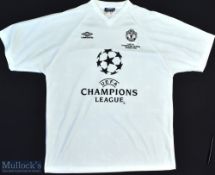 1999 Manchester United Champions League Winners White Football Shirt made by Umbro, Short Sleeve,