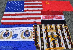 Large Football Related Flags to include National flag of USA, National Team flag of USSR Soviet