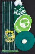 Ireland National Team Football Scarf Hats, to include 3 caps/hats and 1970s cotton scarf (4)