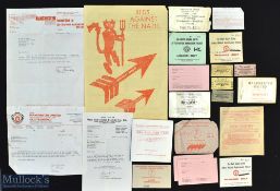 1980-1990s Manchester United Paperwork letter, season tickets train tickets etc, to include 2 season